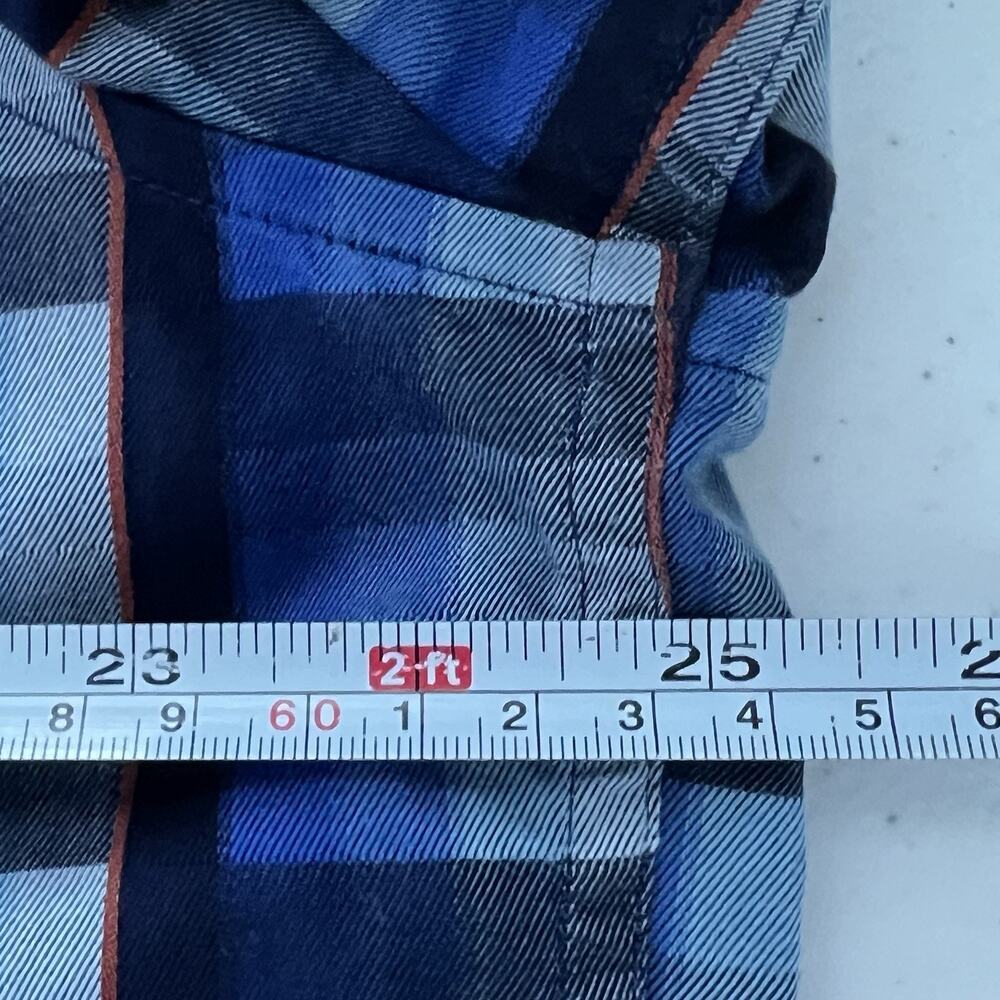 Robert Graham Shirt Mens XL Blue Plaid Flip Cuff Check‎ Classic Fit Embroidered - Picture 13 of 14